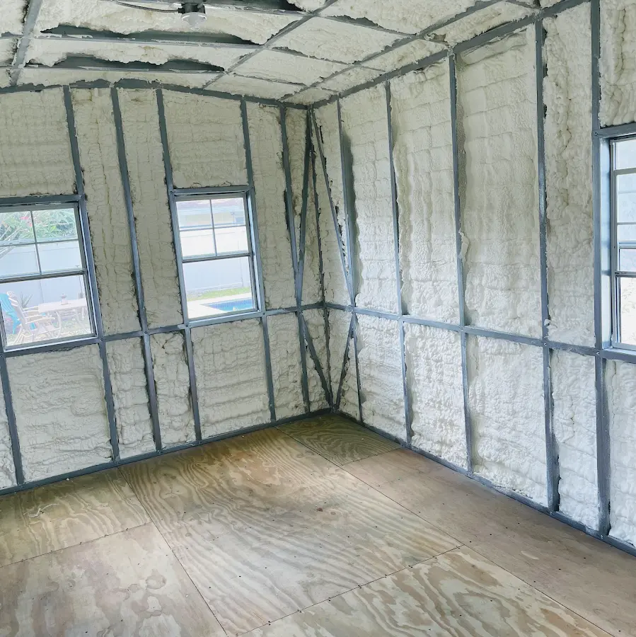 Closed-cell spray foam insulation applied to wall cavities in a residential project in Lake Elmo